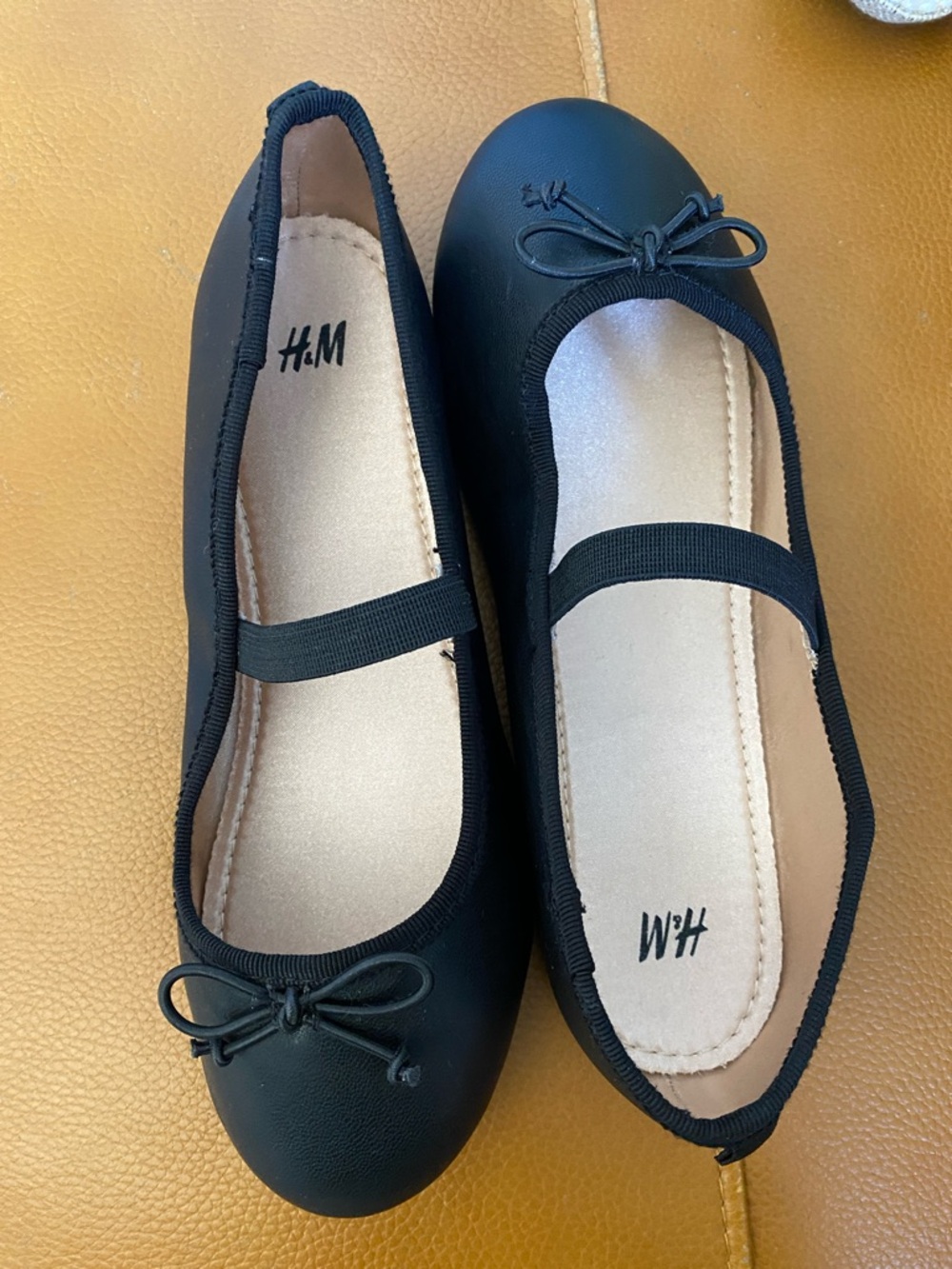 H&M Black Bow-Trim Mary Jane Flats